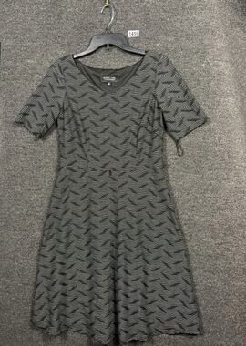 Evan Picone Black Label Sheath Midi Dress Womens Size 6 Black White Geometric